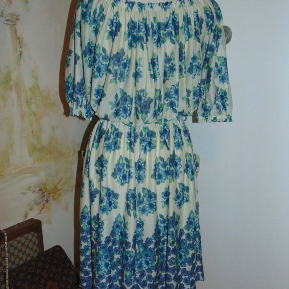 MNG by Mango Dress Womens Medium Tea Party Floral Lined Casual Mini Dress Blue - Picture 7 of 9